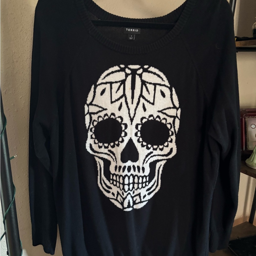 Torrid Black and White Skull Sweater